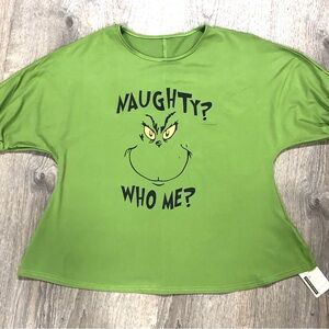 Green Grinch Adult flowing ruffle sleeve tee Shirt